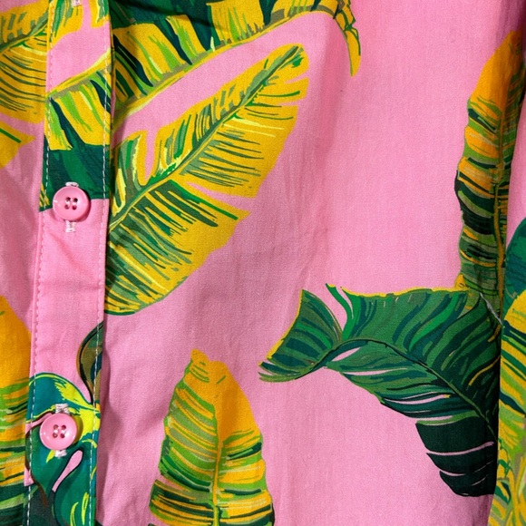 Shein Pink/Green Floral Long Sleeve Buttons Down Blouse Women’s Sz L - Picture 3 of 4